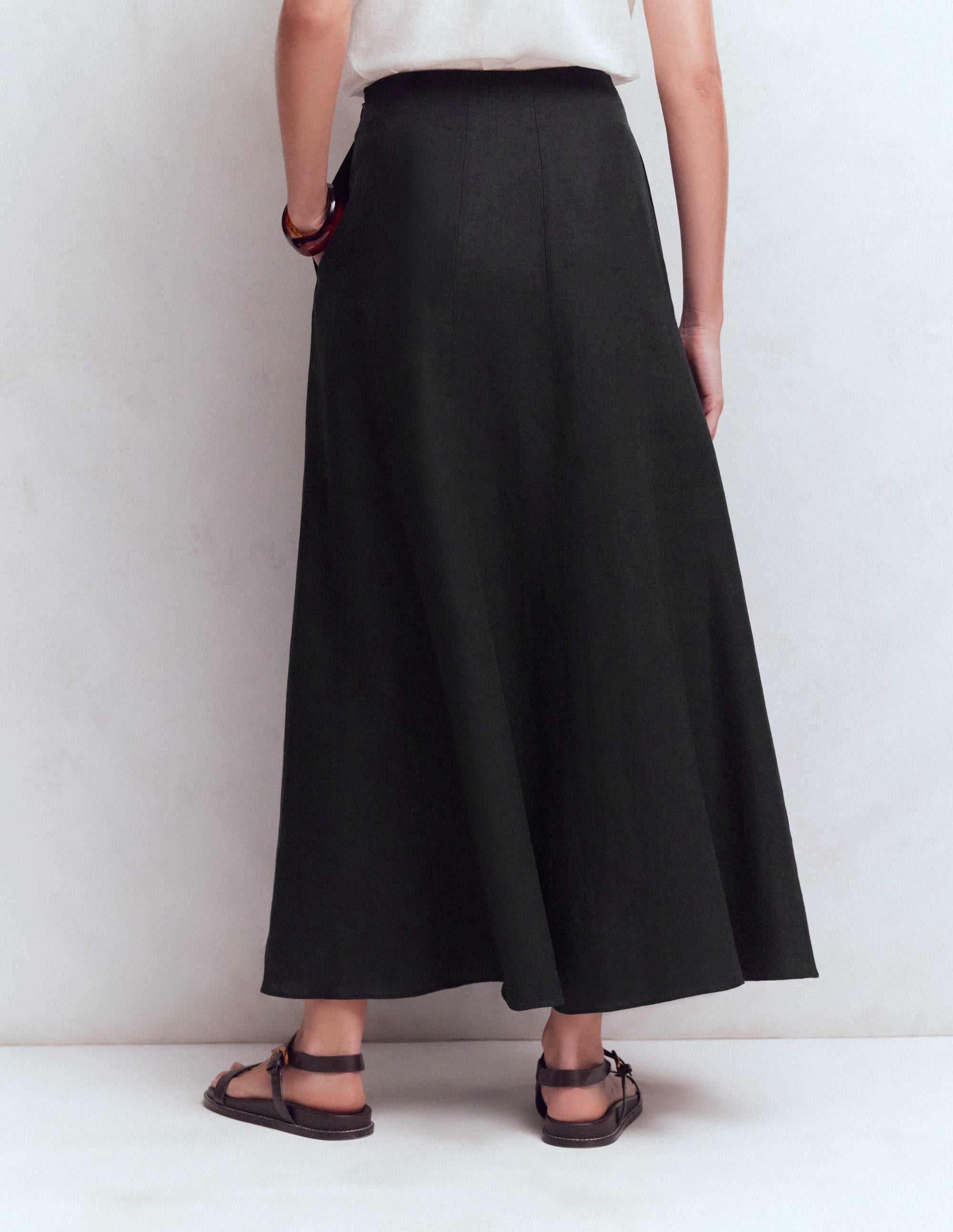Miriam Linen Maxi Skirt-Black