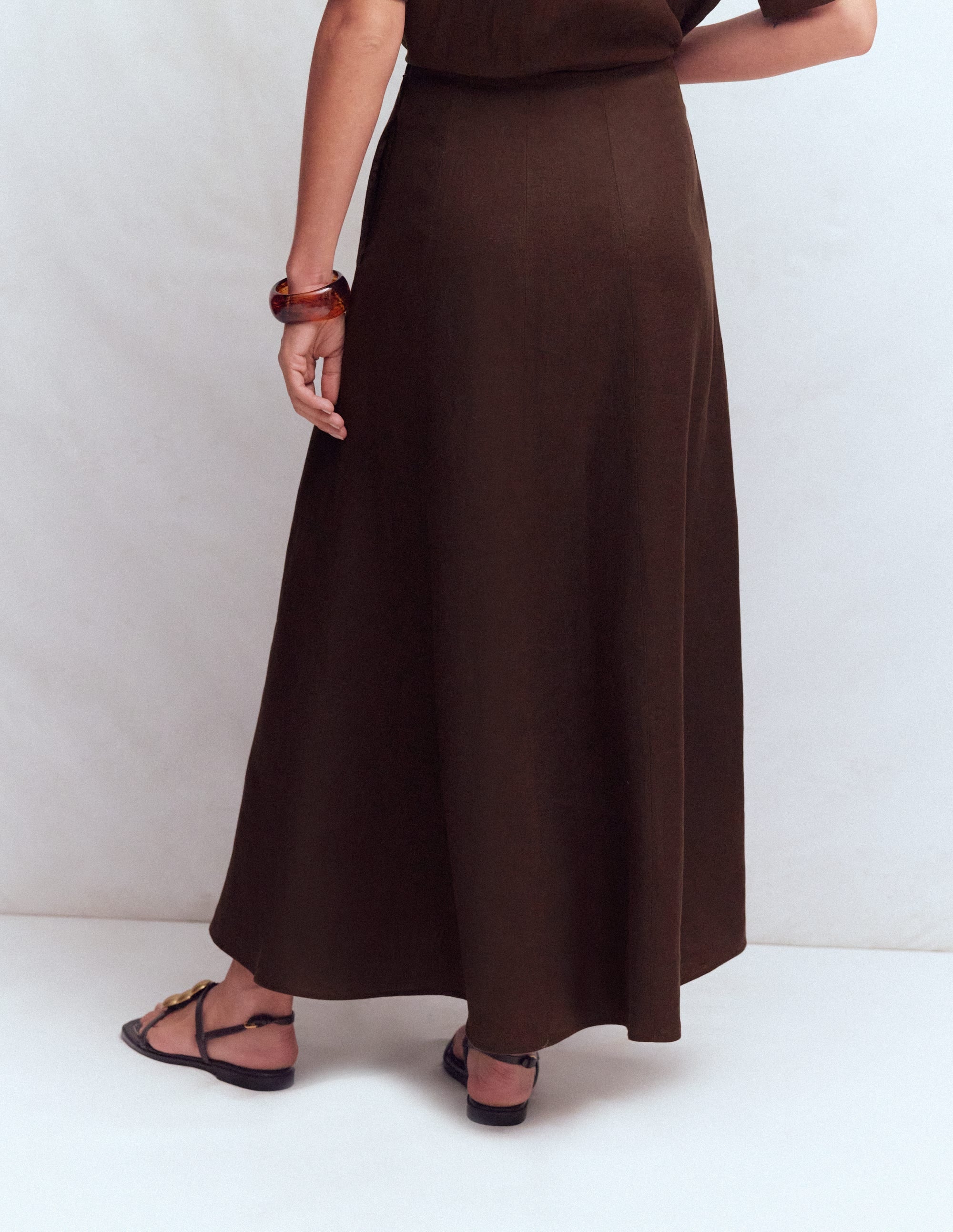 Miriam Linen Maxi Skirt-Bitter Chocolate