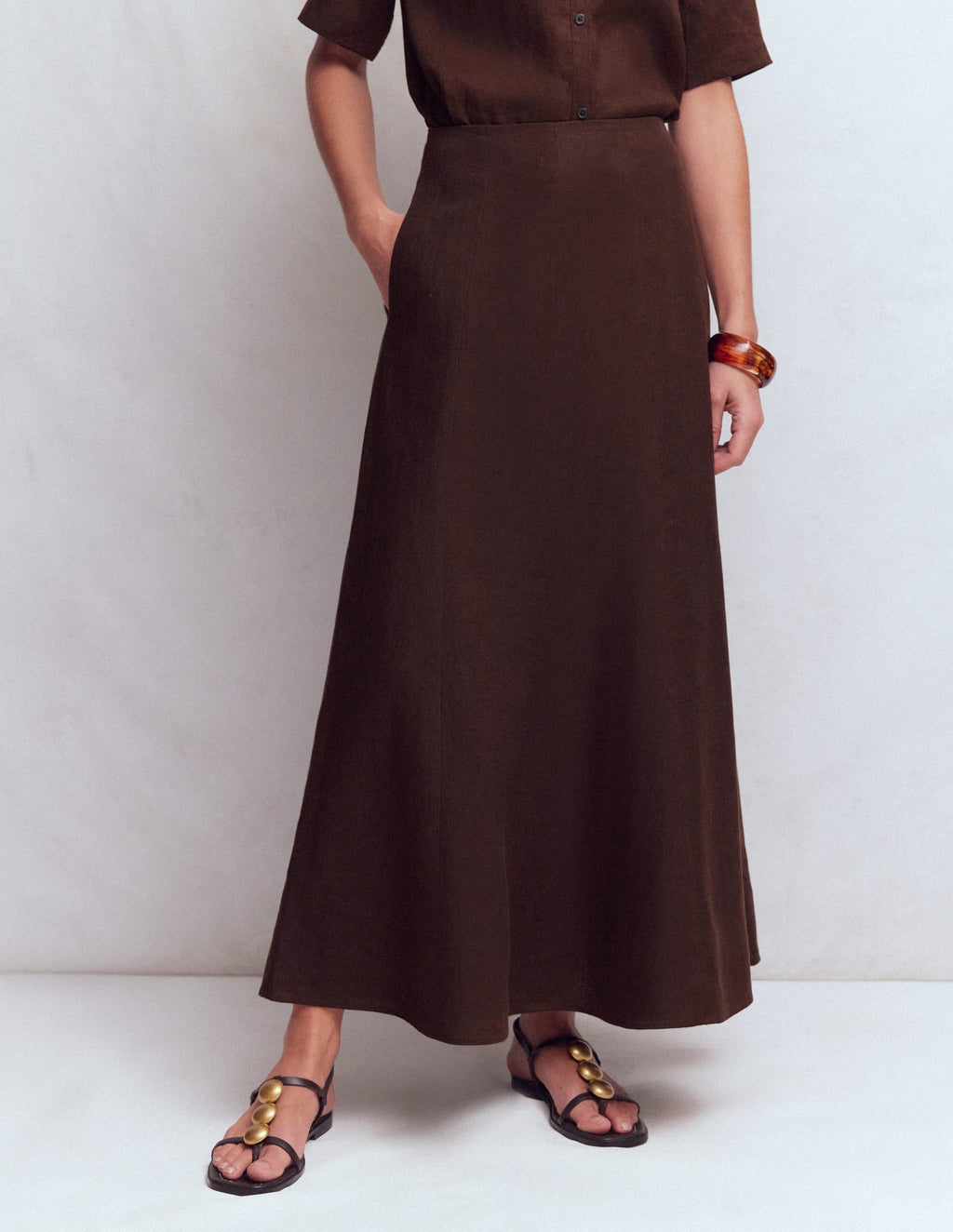 Miriam Linen Maxi Skirt-Bitter Chocolate
