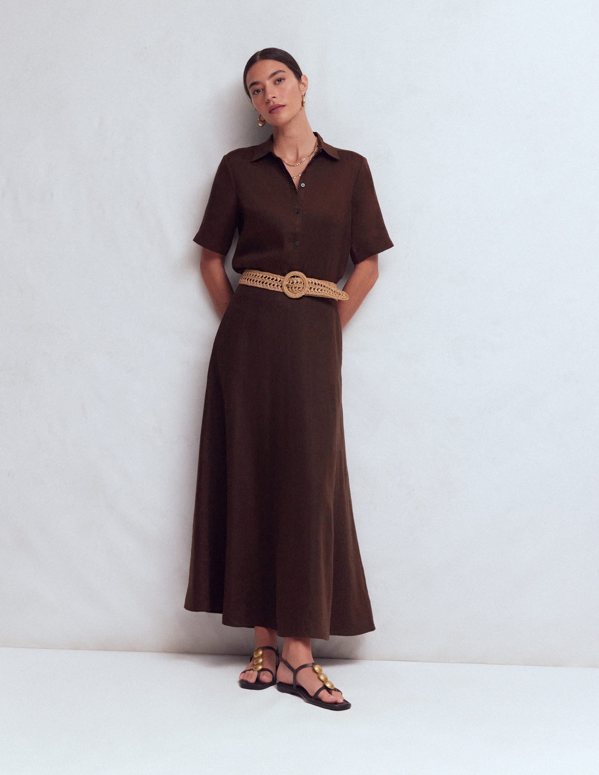 Miriam Linen Maxi Skirt-Bitter Chocolate