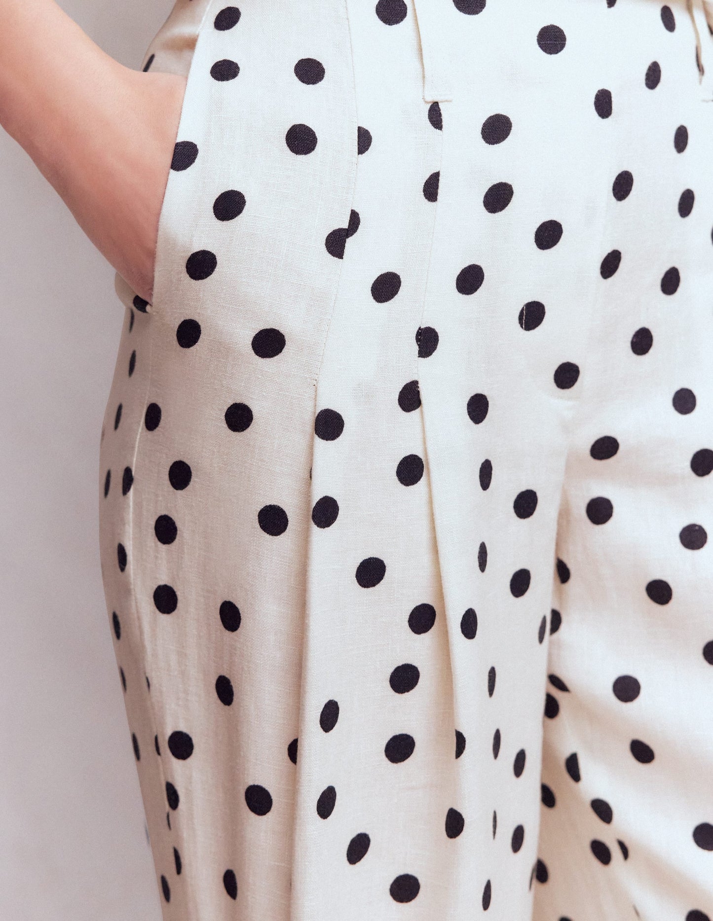 Mayfair Linen Pants-Ivory, Painted Dot