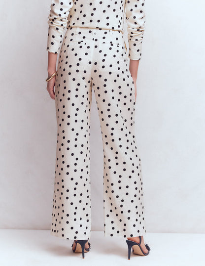 Mayfair Linen Pants-Ivory, Painted Dot