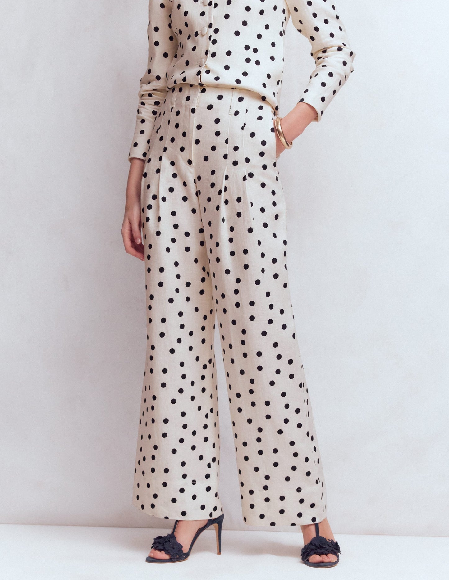 Mayfair Linen Pants-Ivory, Painted Dot