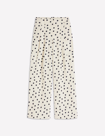 Mayfair Linen Pants-Ivory, Painted Dot