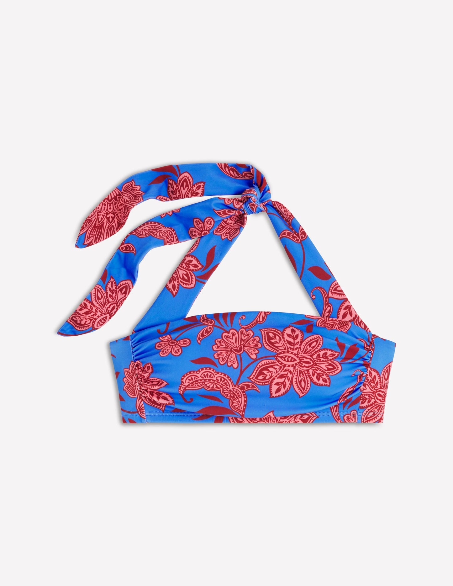 Kythira Ruched Bikini Top-Blue, Elegant Blossom