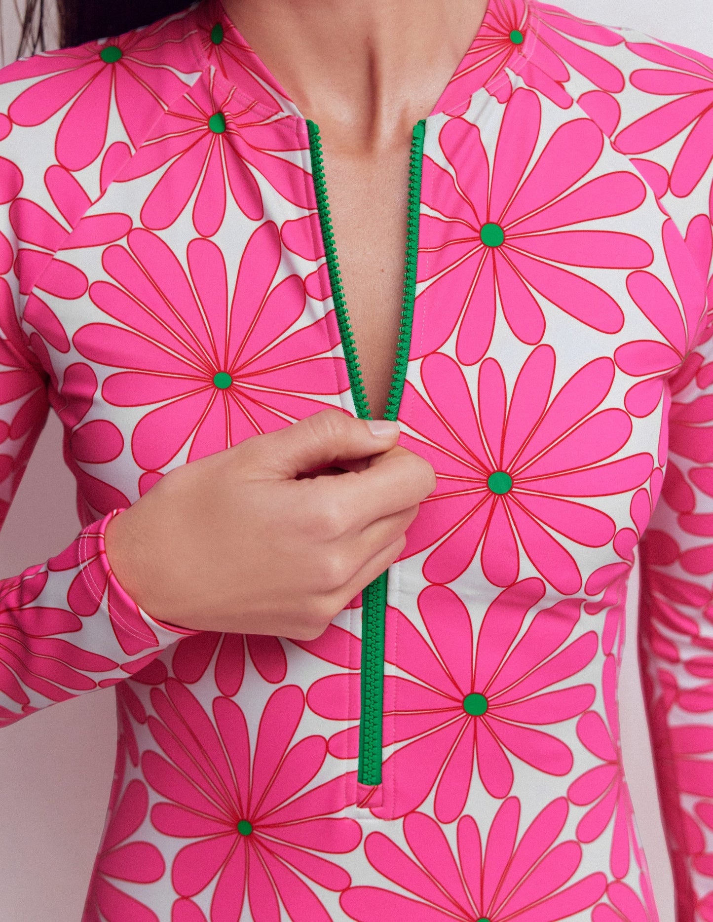 Rash Guard Swimsuit-Sangria Sunset, Daisy Blossom