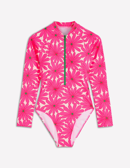 Rash Guard Swimsuit-Sangria Sunset, Daisy Blossom