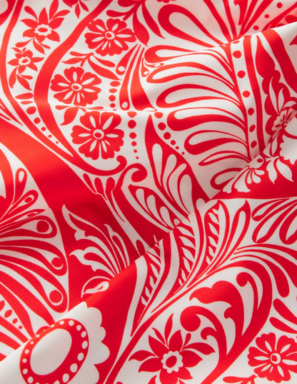 Tilos Tie Side Swimsuit-Poppy Red, Enchanted Paisley