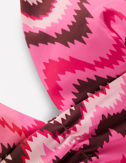 Mykonos Deep V Bikini Top-Pink, Zig zag wave