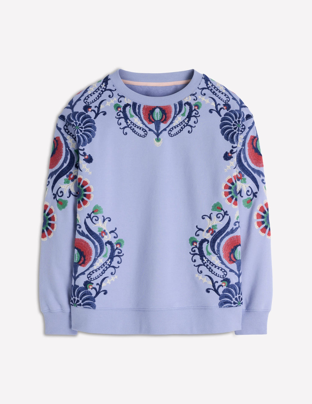 Emi Embroidered Sweatshirt-Light Blue Embroidery