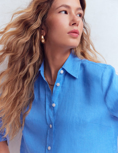 Sienna Linen Shirt-Regatta Blue