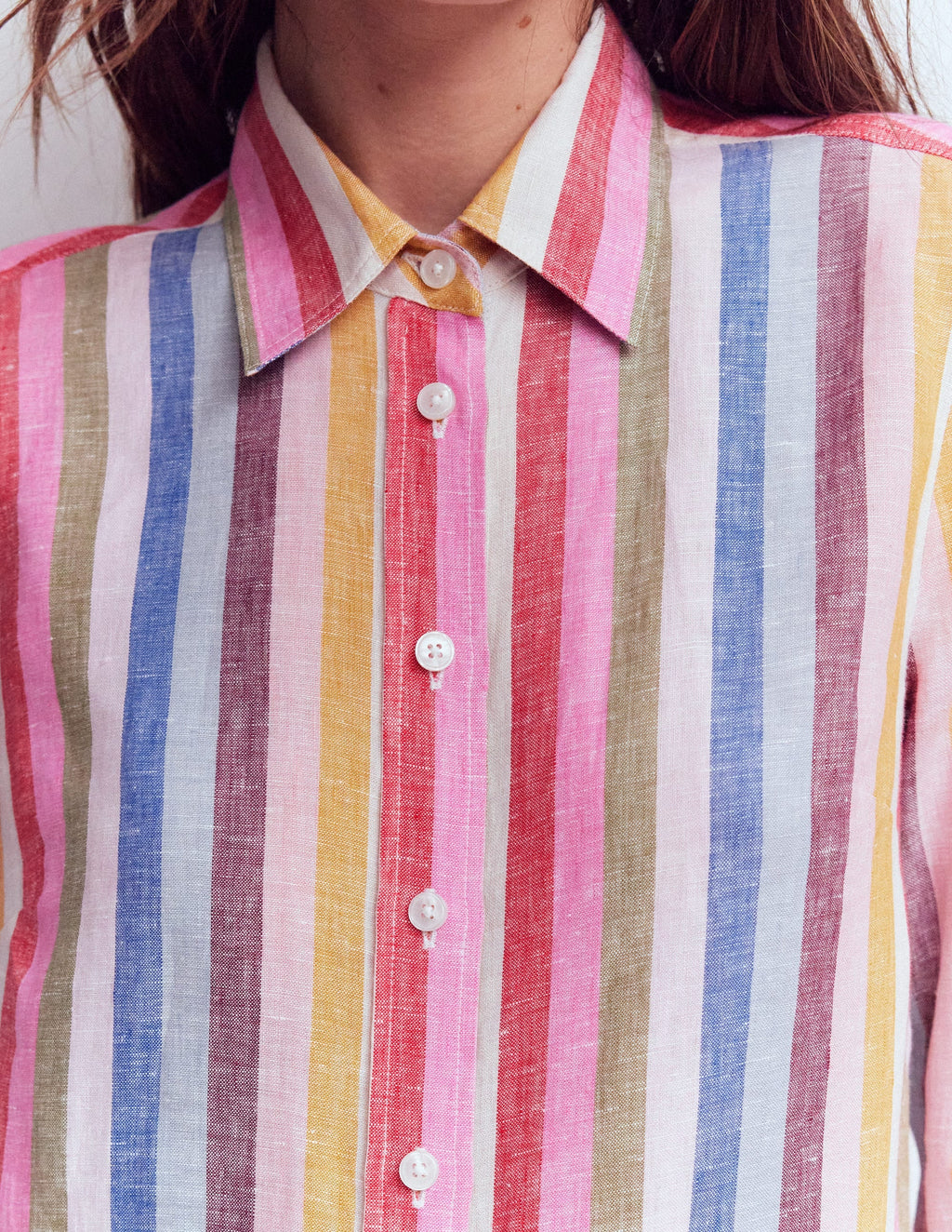 Sienna Linen Shirt-Pink, Green, Purple Multi