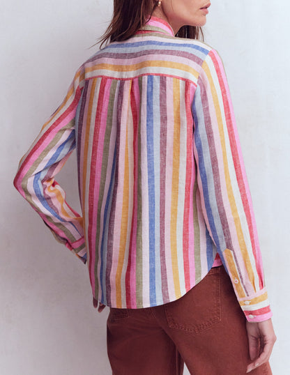 Sienna Linen Shirt-Pink, Green, Purple Multi