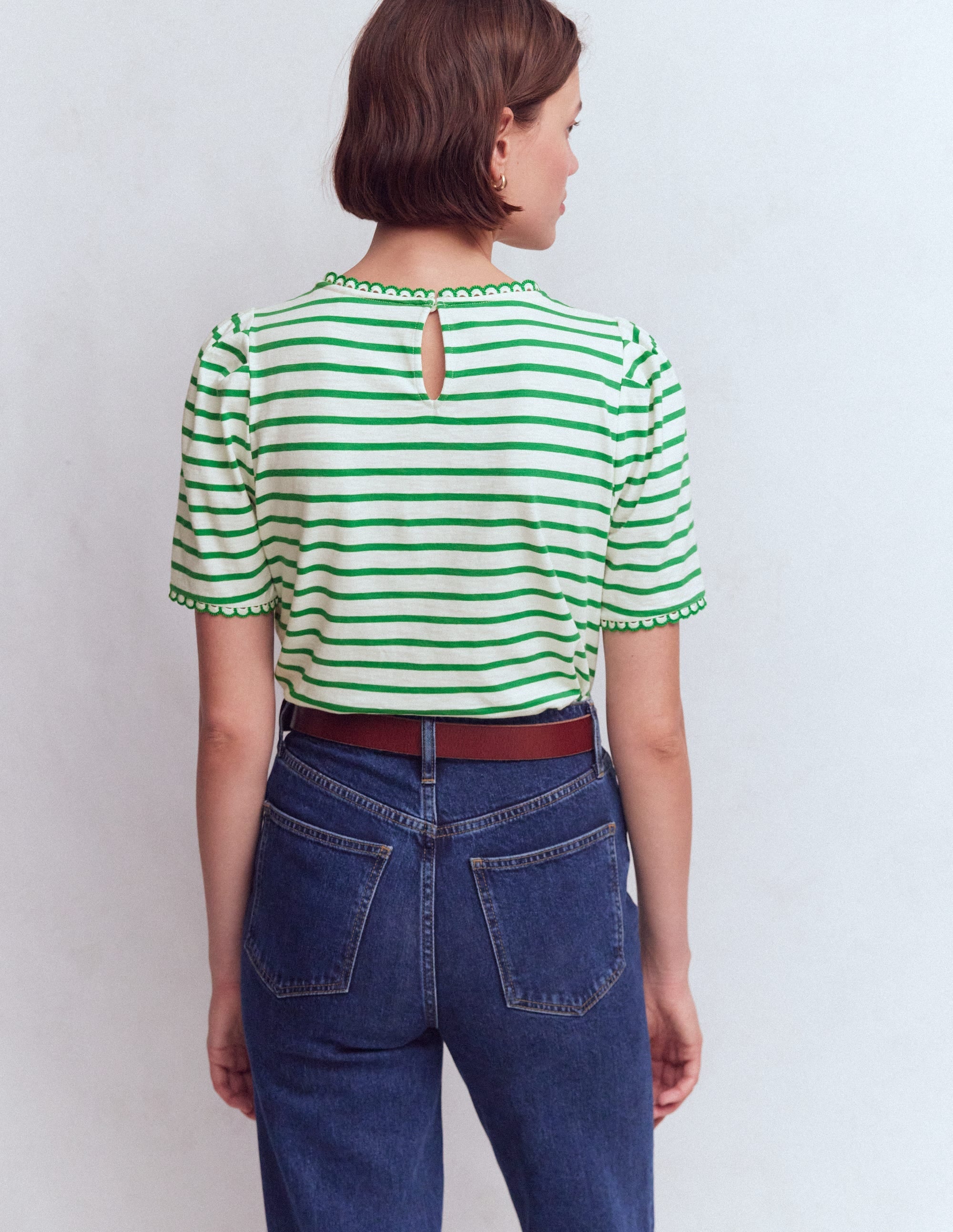Ali Trim T-shirt-Ivory and Amazon Stripe