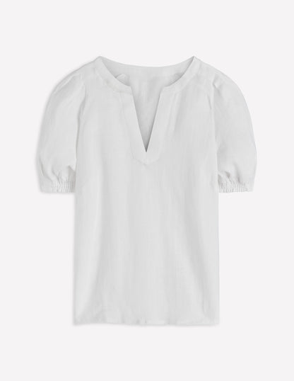 Rae Linen Top-White