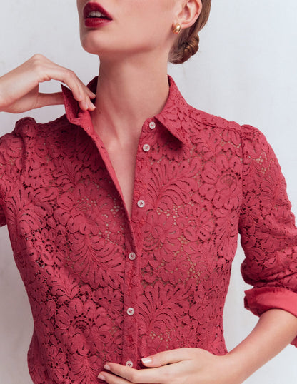 Cara Lace Shirt-Cherry Blush