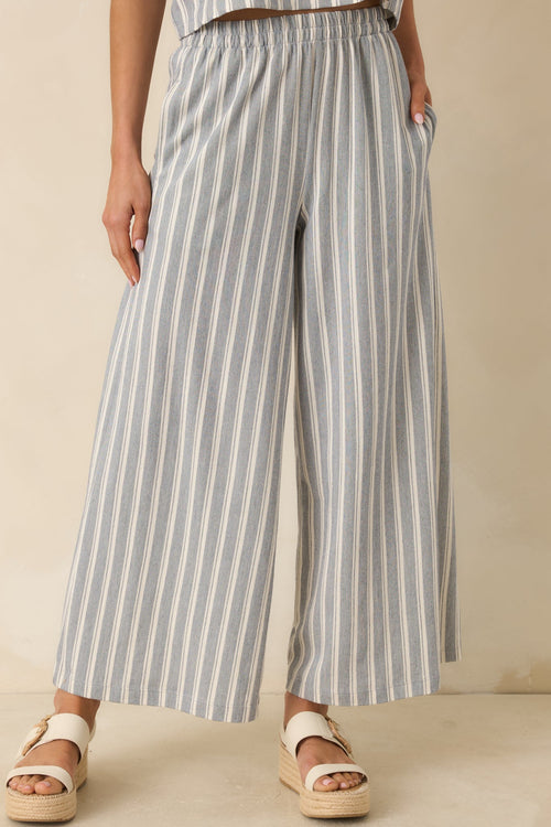 Z Supply Scout Grey & White Cotton Knit Stripe Pants