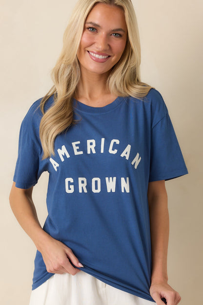 Z Supply American Grown Deep Blue Cotton Boyfriend Tee