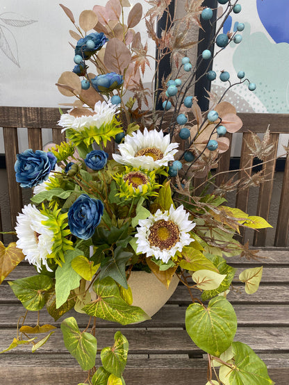 34" Burst Of Blue Porch Pot