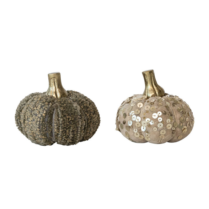Cotton sequin handmade pumpkin accent 3.5 inch for farmhouse cottagecore fall home decor from Magnolias Home Decor