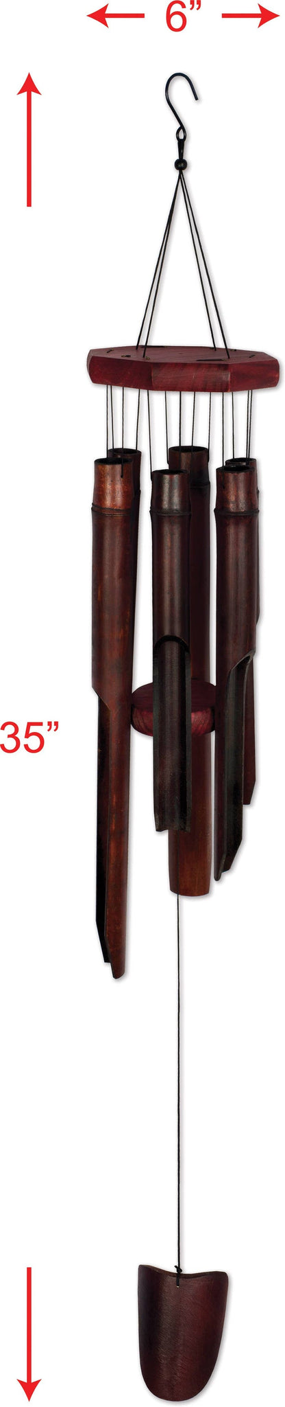 35" Plum Bamboo Wind Chime Garden Decor