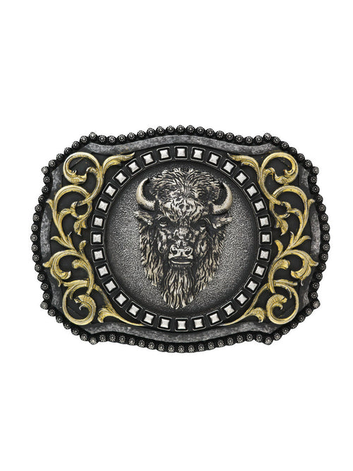 M & F 37010 Rectangle Buffalo Head Buckle Front View