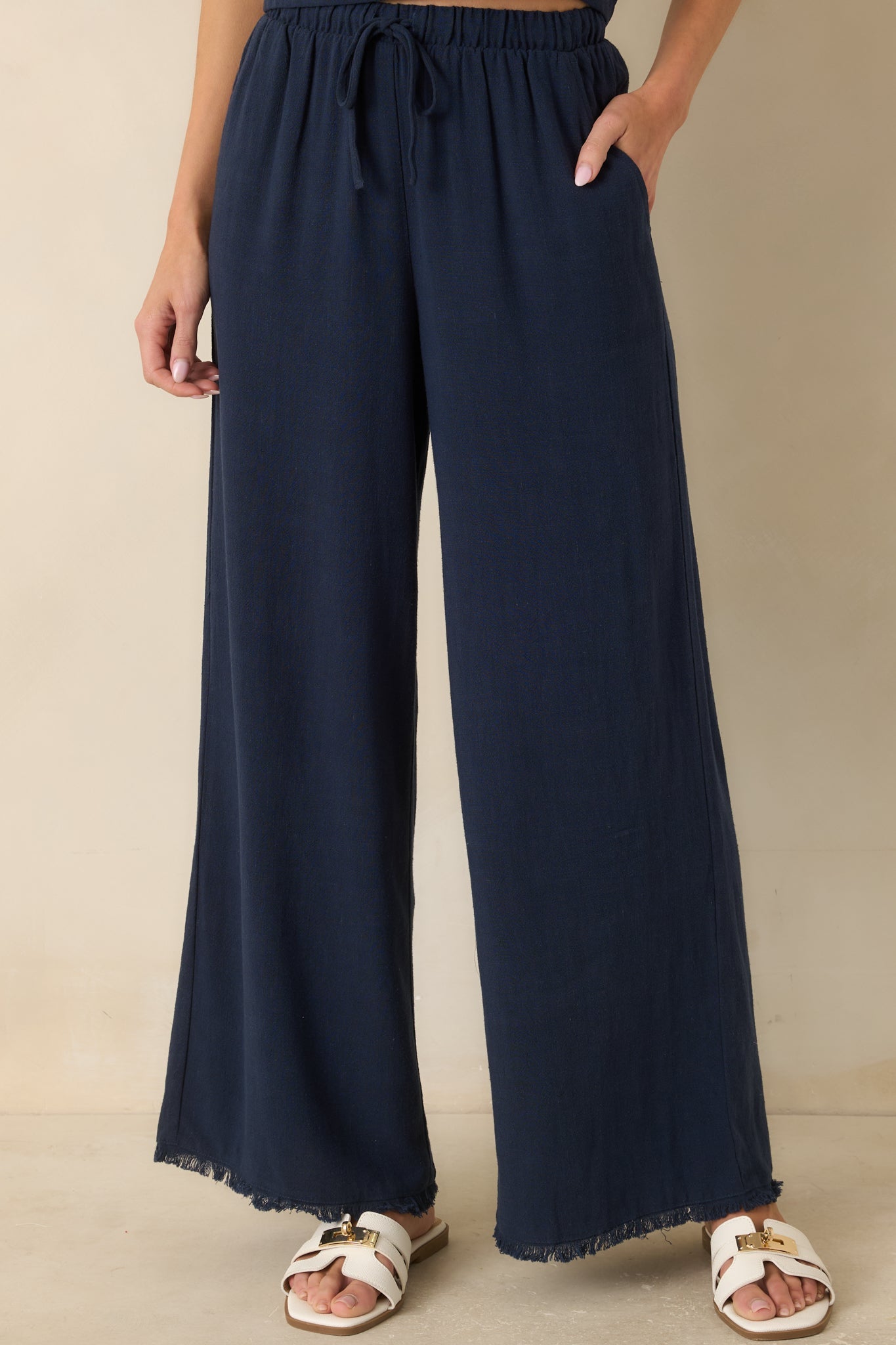 Z Supply Soren Navy Blue Linen Pants