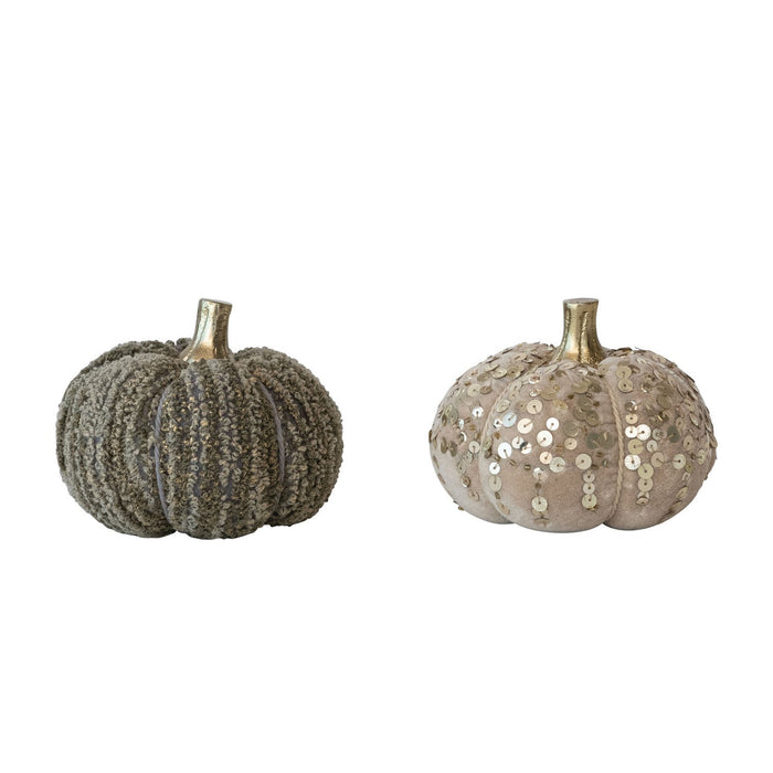Cotton sequin handmade cream sequin pumpkin 4.5 inch for farmhouse cottagecore fall home decor from Magnolias Home Decor