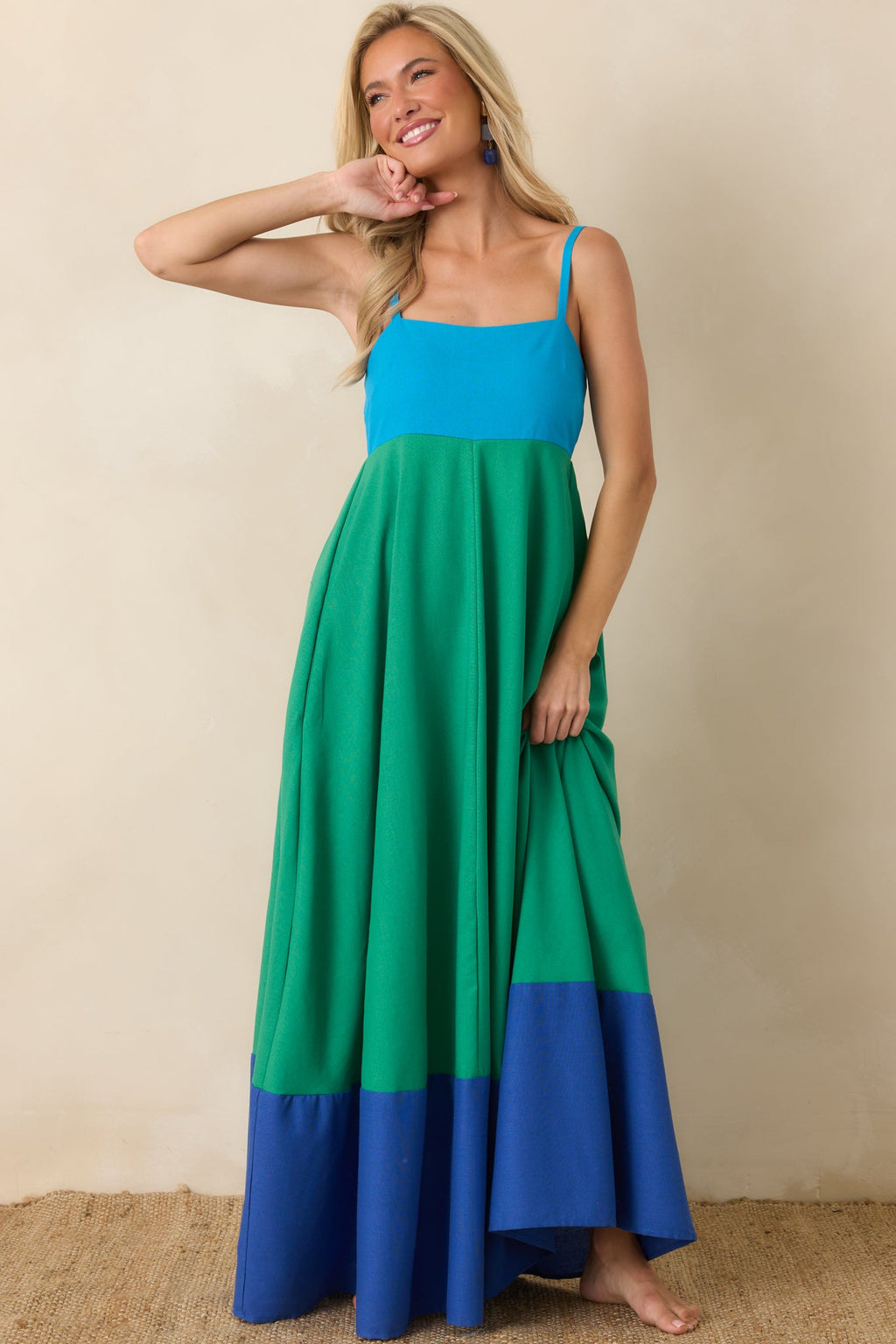 Paradisa Atlantis Green & Blue Color Block Maxi Dress