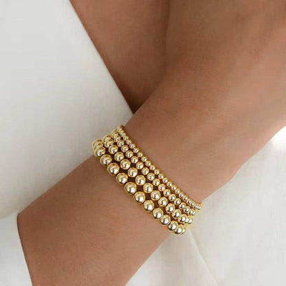 5mm Gold Beaded Bracelet Water Resistant Non Tarnish