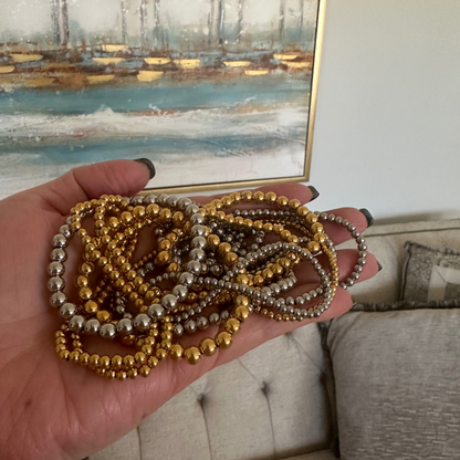 5mm Gold Beaded Bracelet Water Resistant Non Tarnish