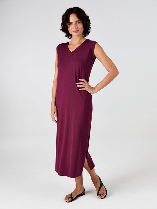 Everly V Neck Maxi  Dress - Ruby
