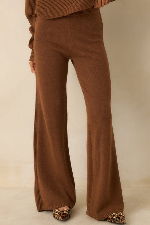 Polished Path Brown Knit Wide Leg Pants