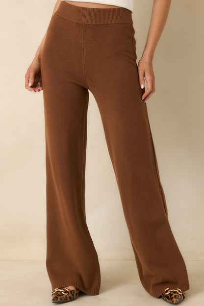 Polished Path Brown Knit Wide Leg Pants