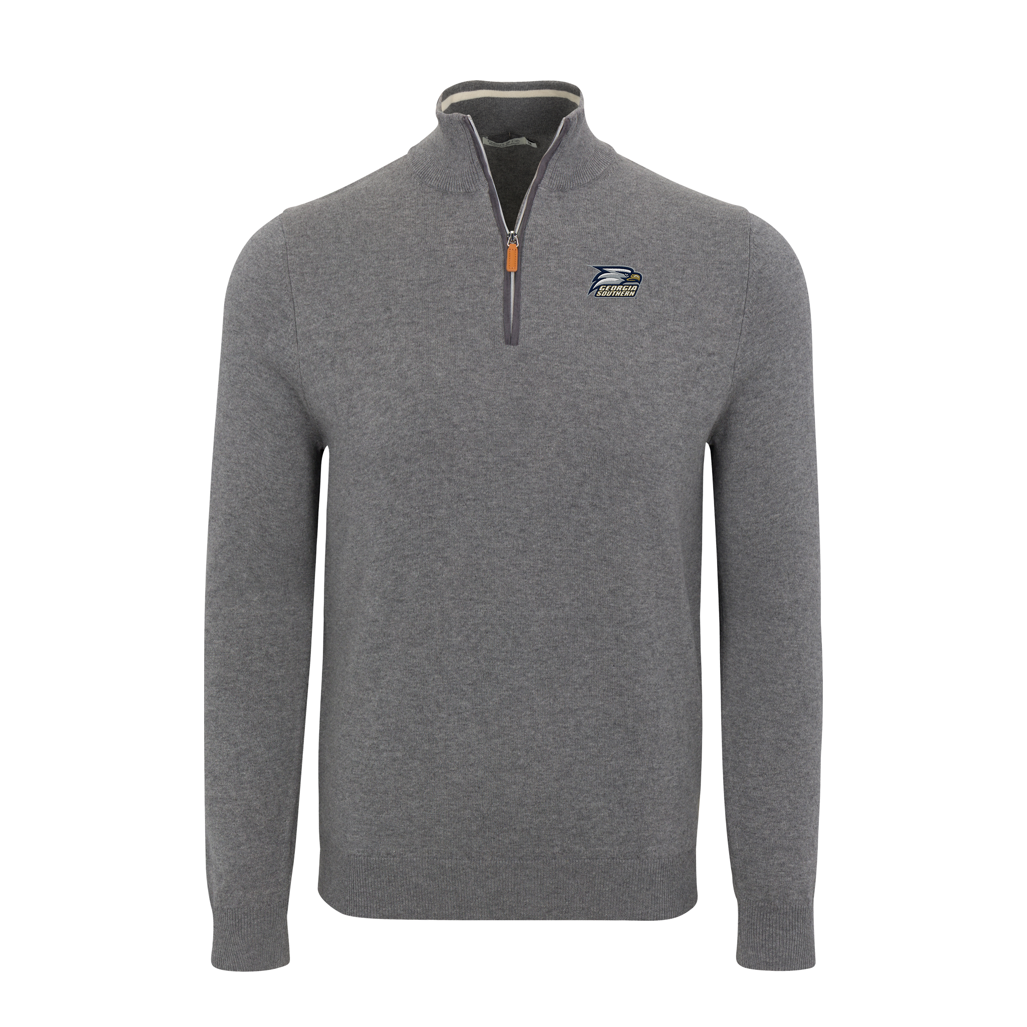Georgia Southern Grey with Grey Trim Luxury Touch Cotton and Cashmere Quarter Zip Sweater