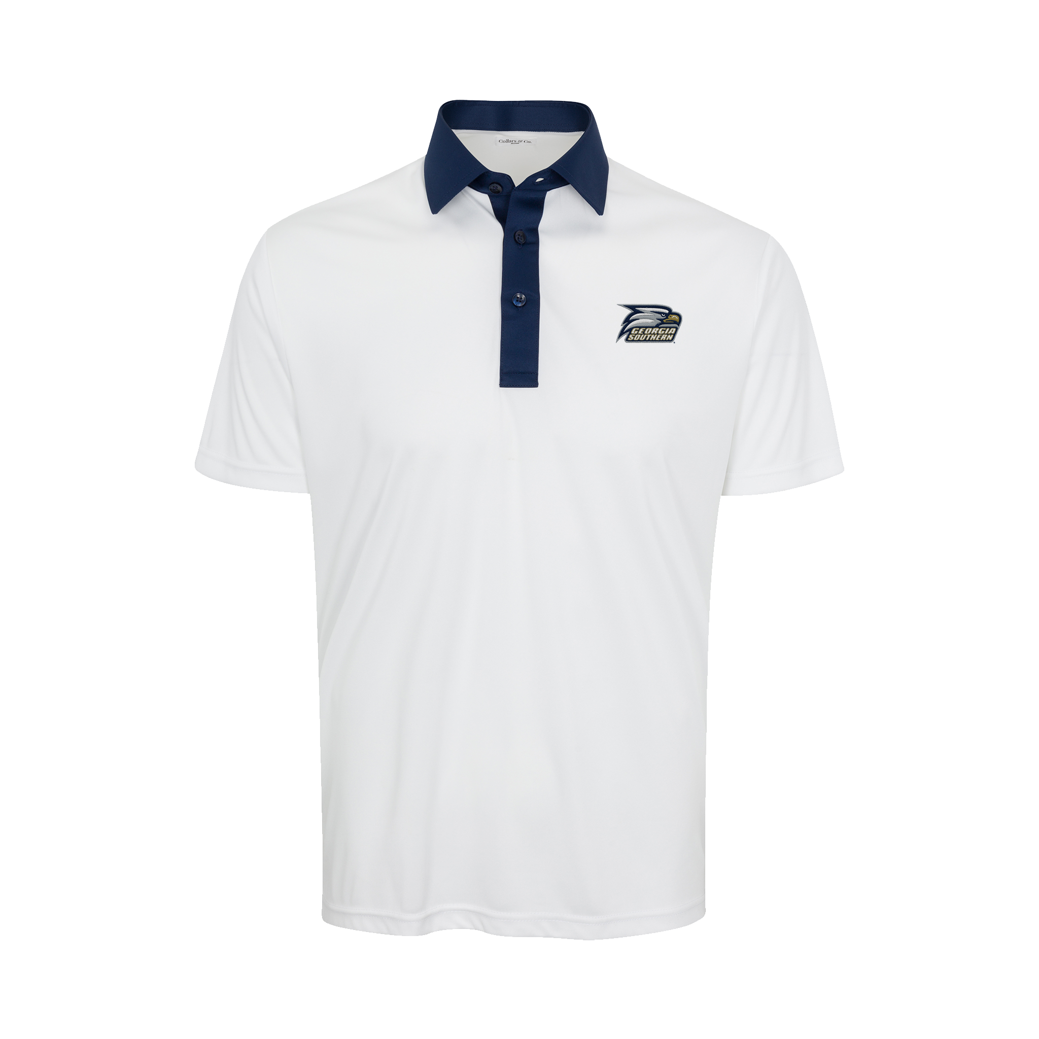 Georgia Southern Semi-Spread Collar Polo Austin White with Navy Accent
