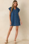 Z Supply Shellbound Twilight Blue Cotton Twill Mini Dress