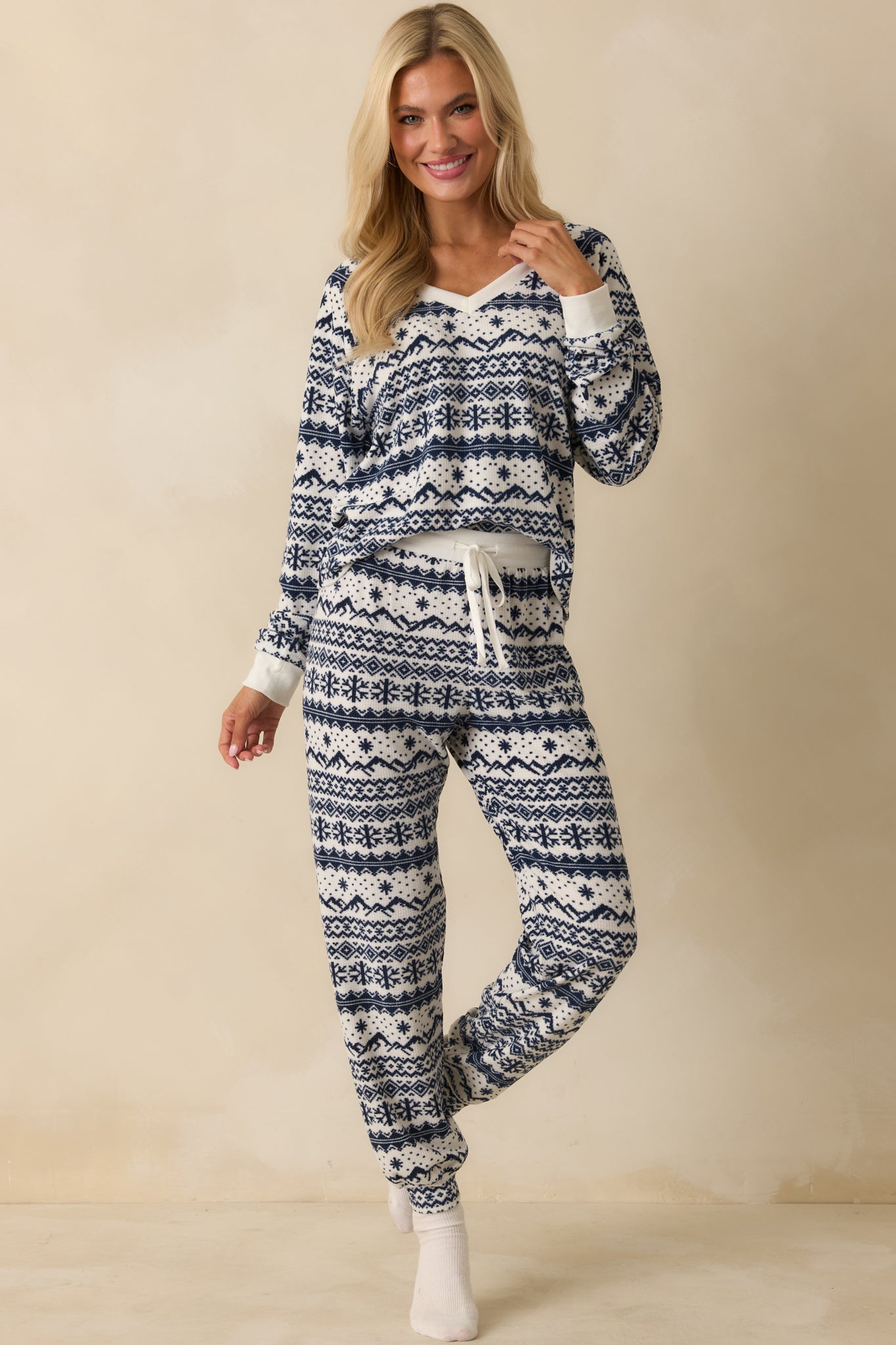 Z Supply Slopes Vanilla Ice Fairisle Long Sleeve Top