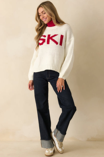 Apres All Day Ivory Knit Ski Sweater