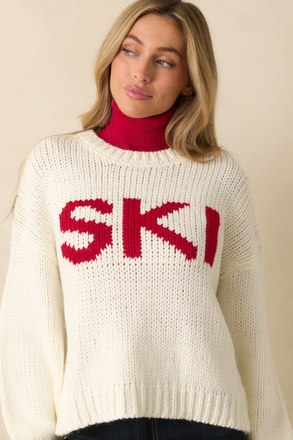 Apres All Day Ivory Knit Ski Sweater