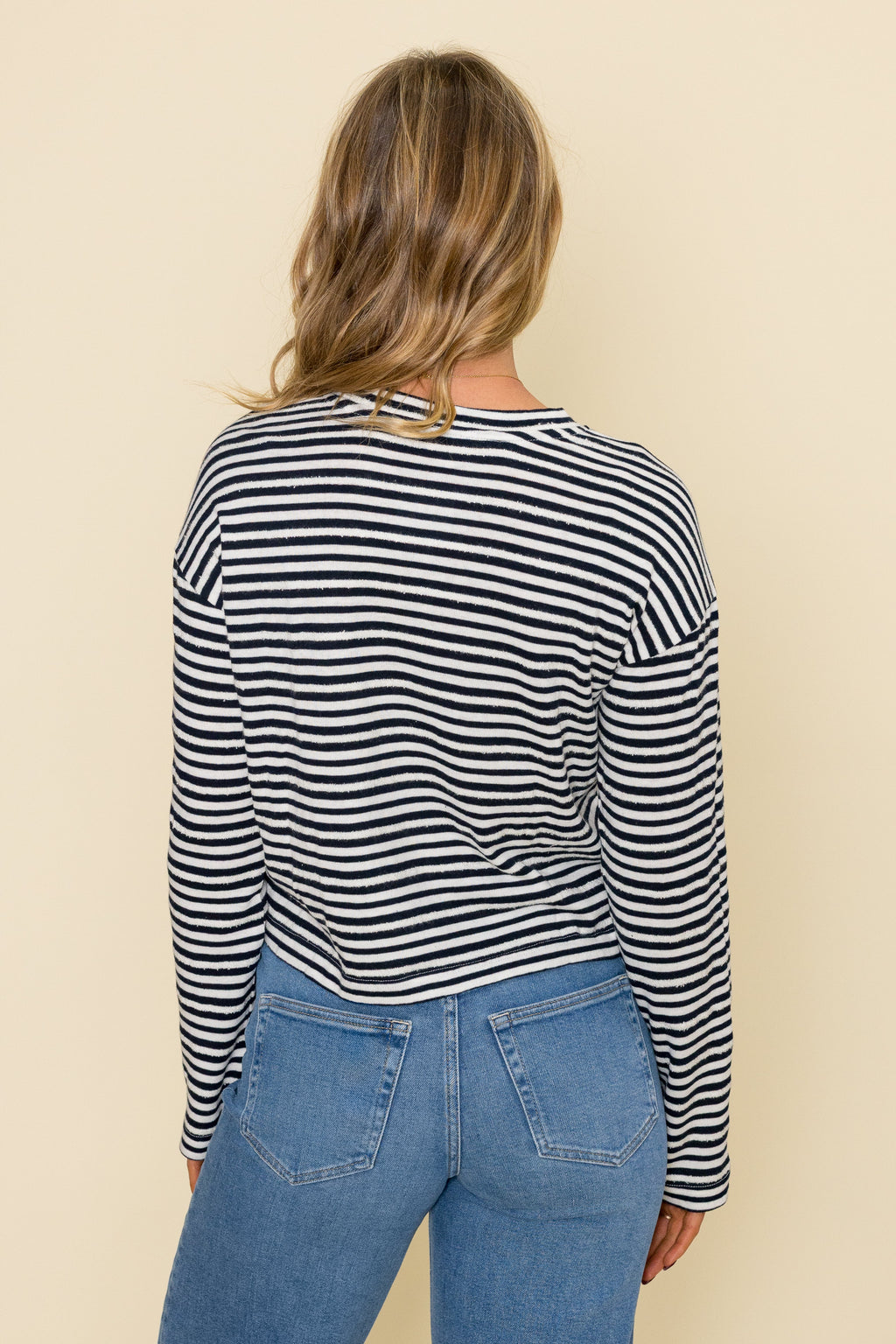 Striped Drop Shoulder Pullover Top