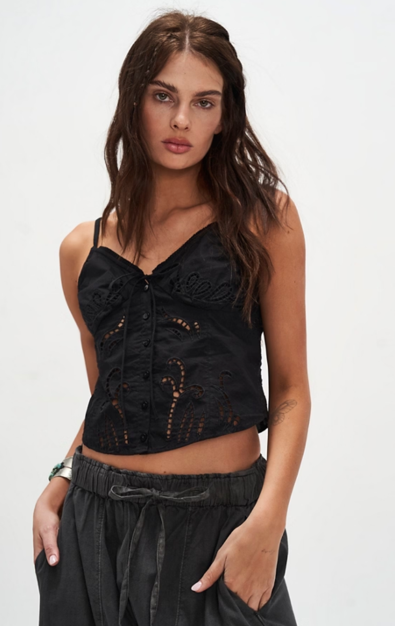 Free People Sweet Sammi Eyelet Top