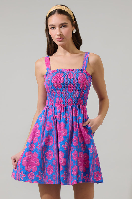 Bethel Floral Shelm Smocked Mini Dress