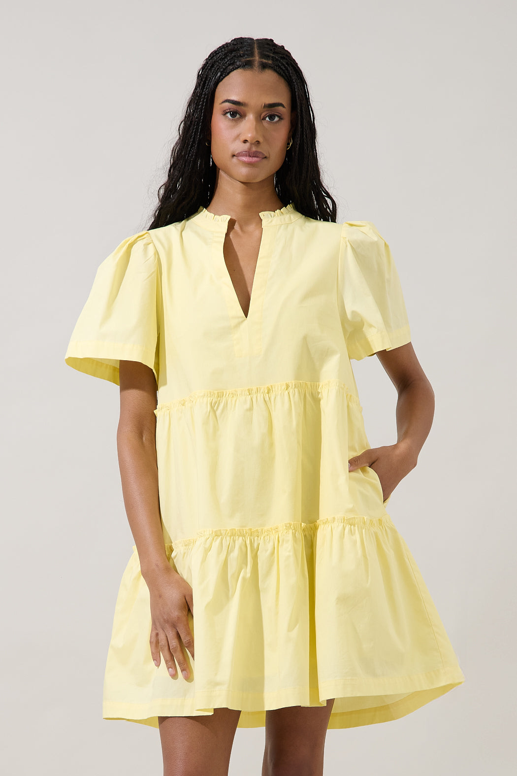 Amelia Tiered Babydoll Short Sleeve Dress