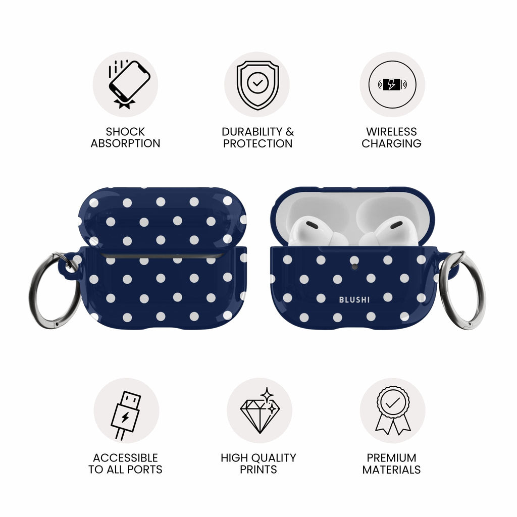 Polka Dots Navy & White AirPods Case