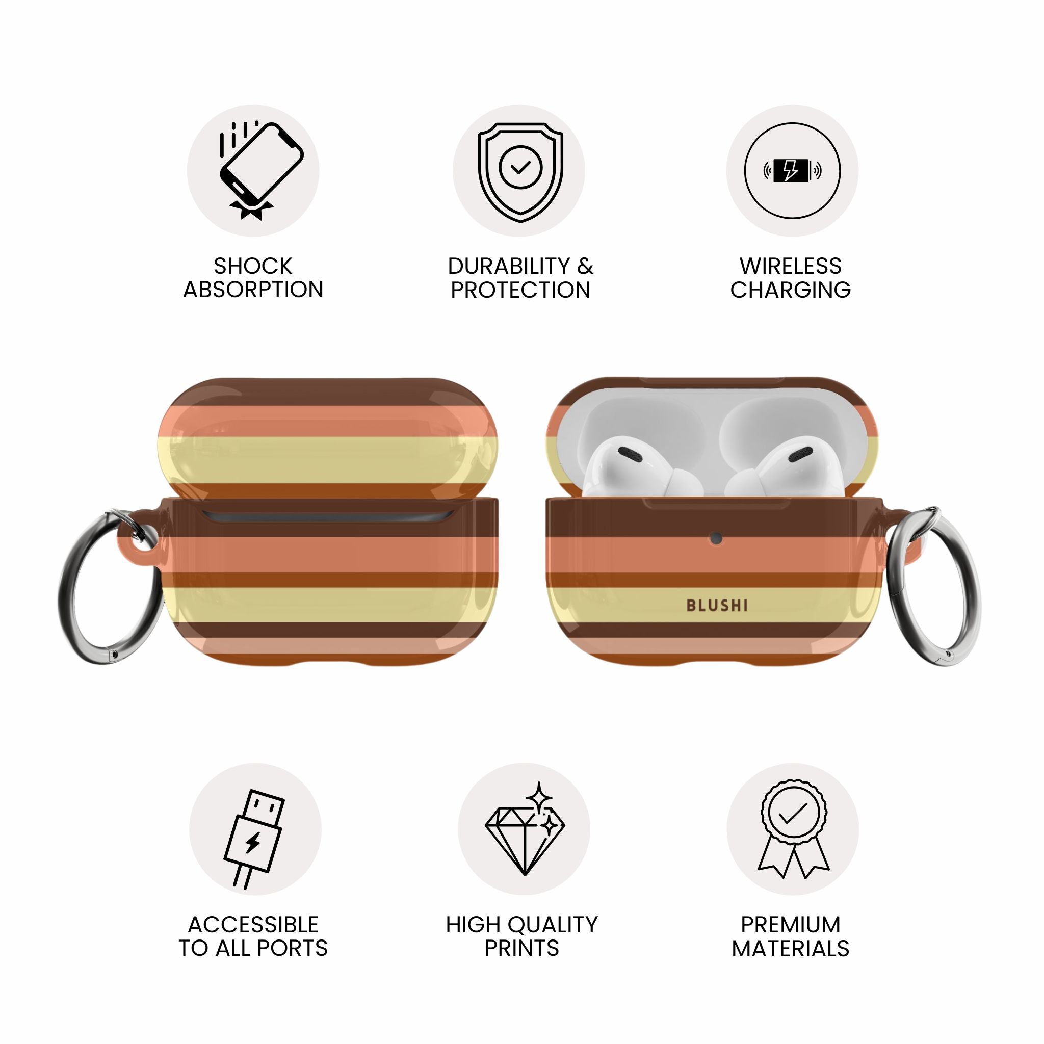 Terracotta - Striped AirPods Case