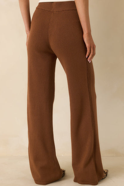 Polished Path Brown Knit Wide Leg Pants