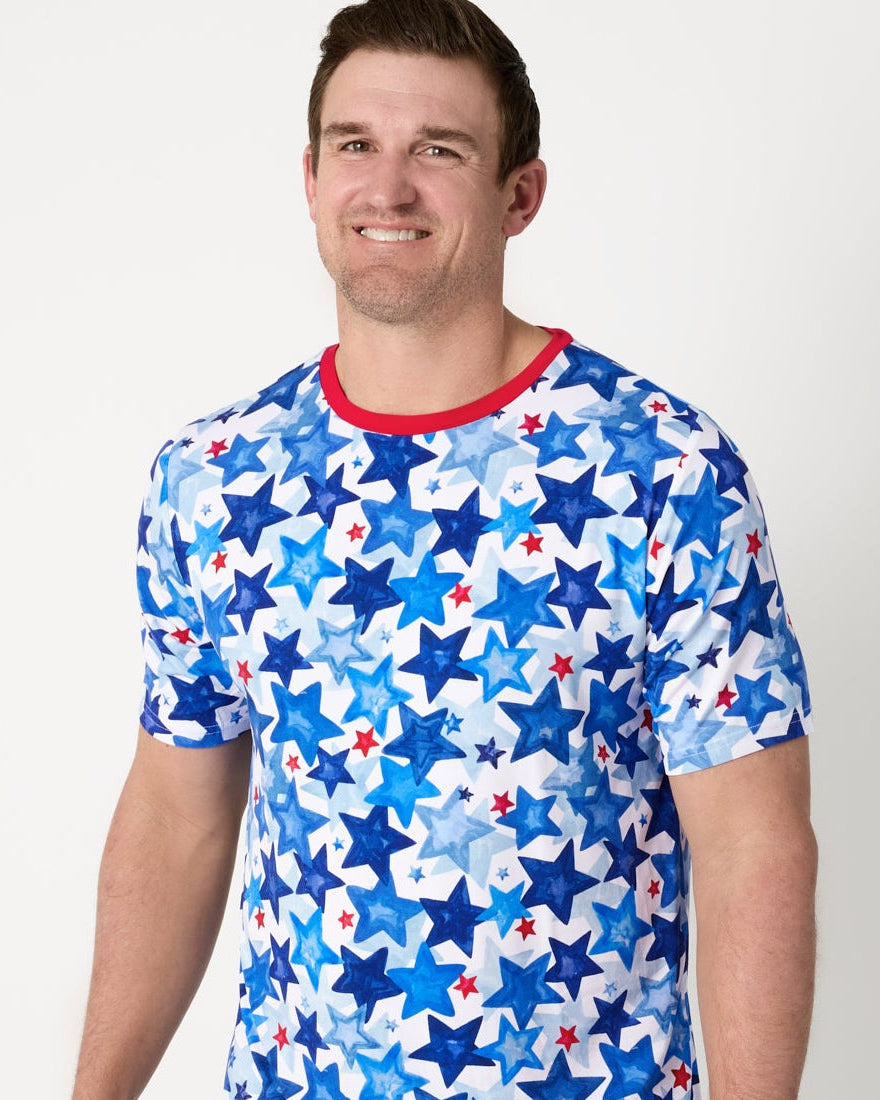 Starry Splash Men's Short Sleeve Pajama Top