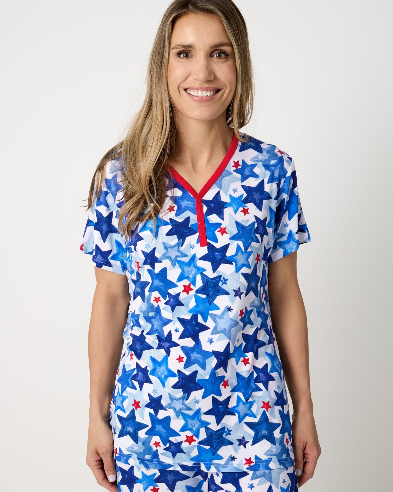 Starry Splash Women's Short Sleeve Pajama Top