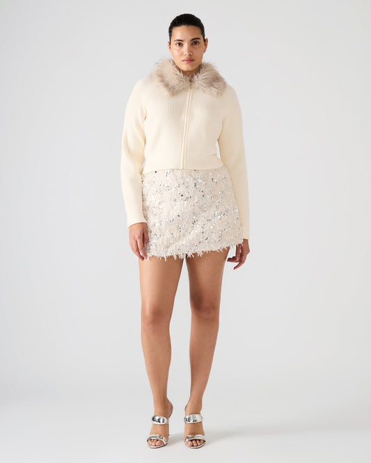 CINDI FEATHER SKIRT IVORY